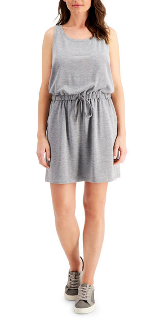 ID Ideology Women's Drawstring Waist Sleeveless Dress Gray Size Large