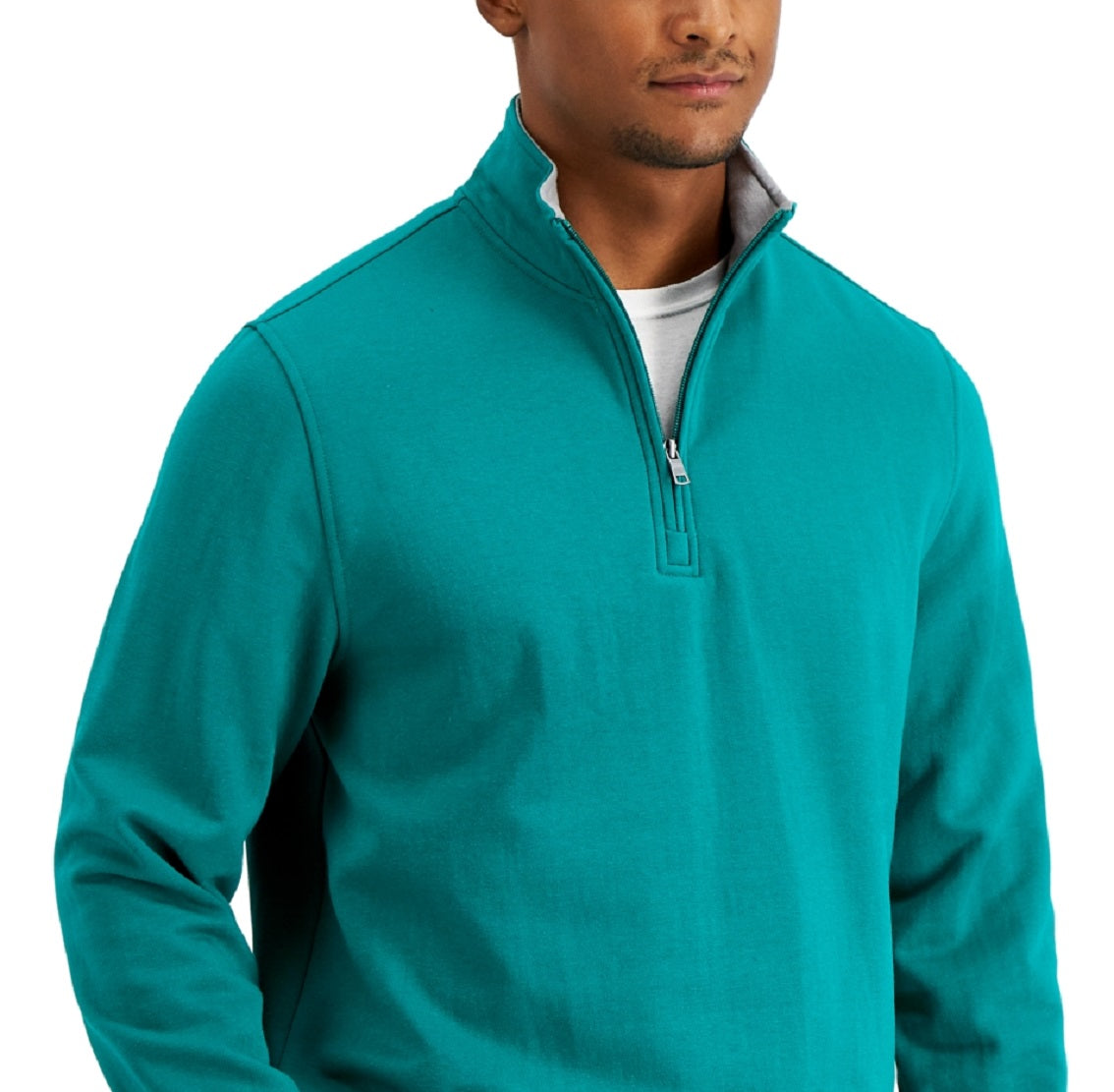 Club Room Men's Stretch Quarter Zip Fleece Sweatshirt Green Size X Large