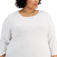 Karen Scott Women's Cotton Scoop Neck Top White Size 3X