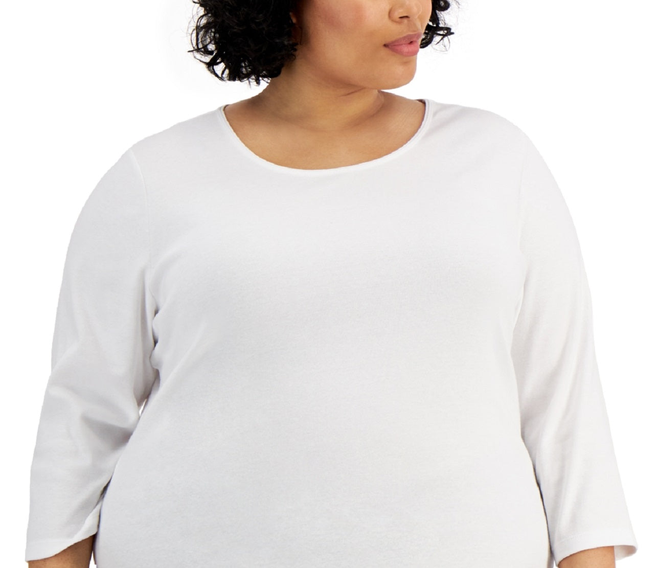 Karen Scott Women's Cotton Scoop Neck Top White Size 3X