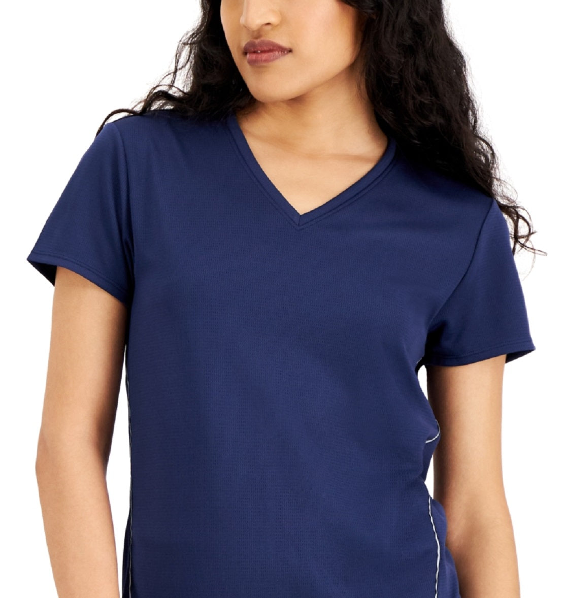 Ideology Women's Active Reflective V Neck T-Shirt Blue Size Small