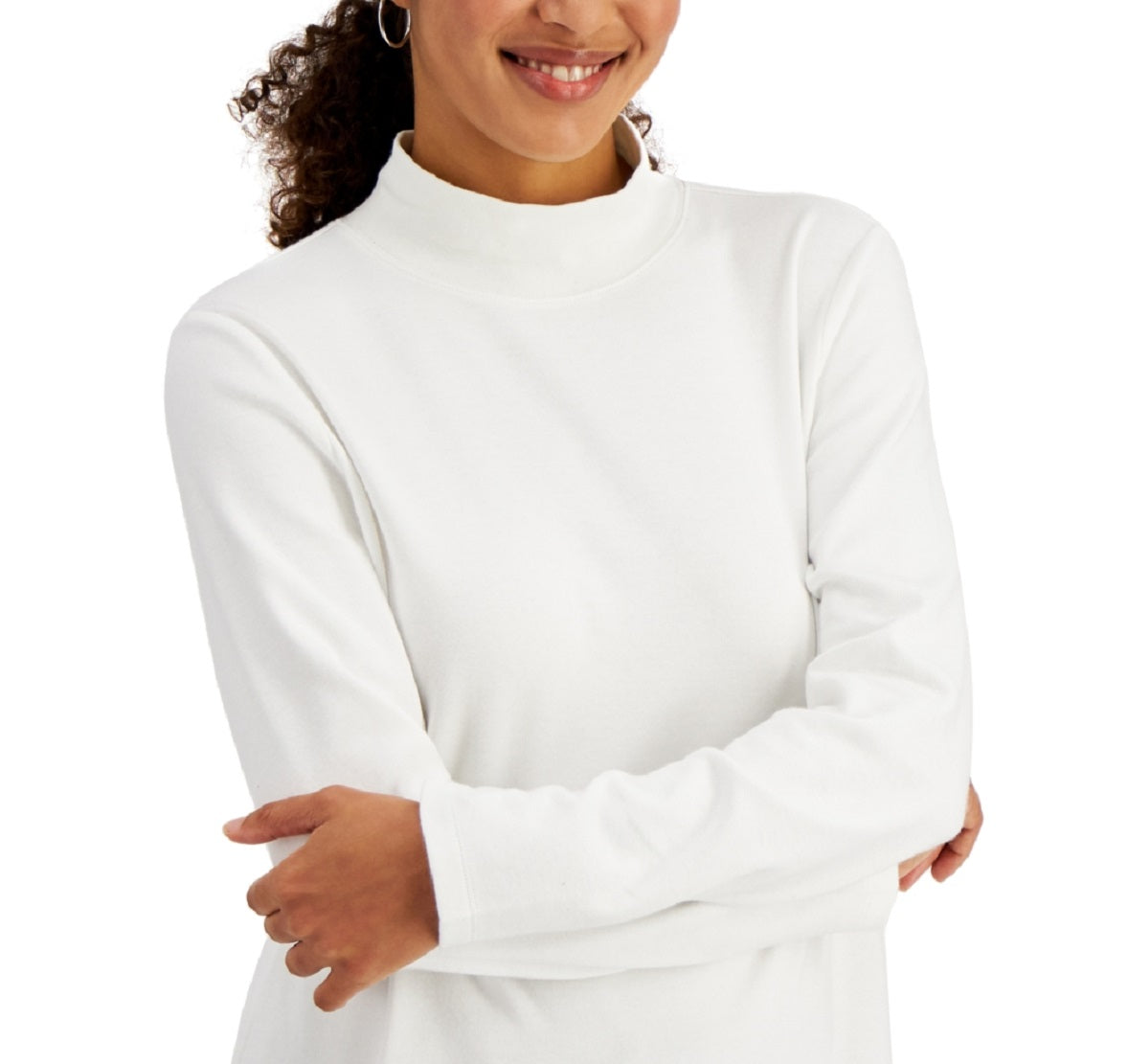 Karen Scott Women's Mock Neck Top White Size Petite Small