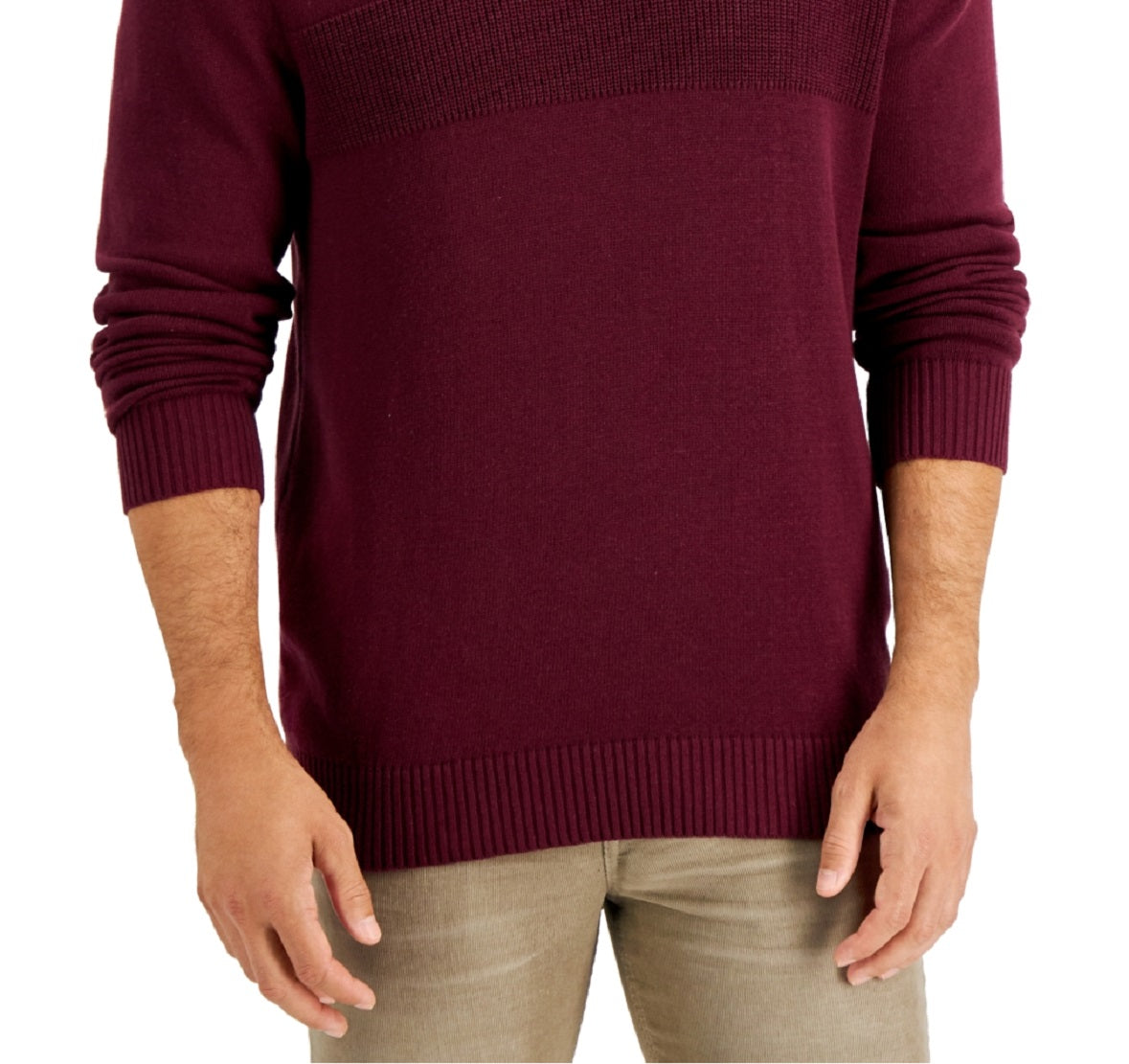 Club Room Men’s Textured Cotton Sweater Red Size M