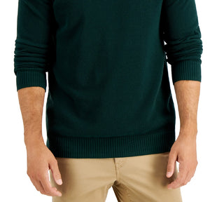 Club Room Men's Quarter Zip Textured Cotton Sweater Green Size Large