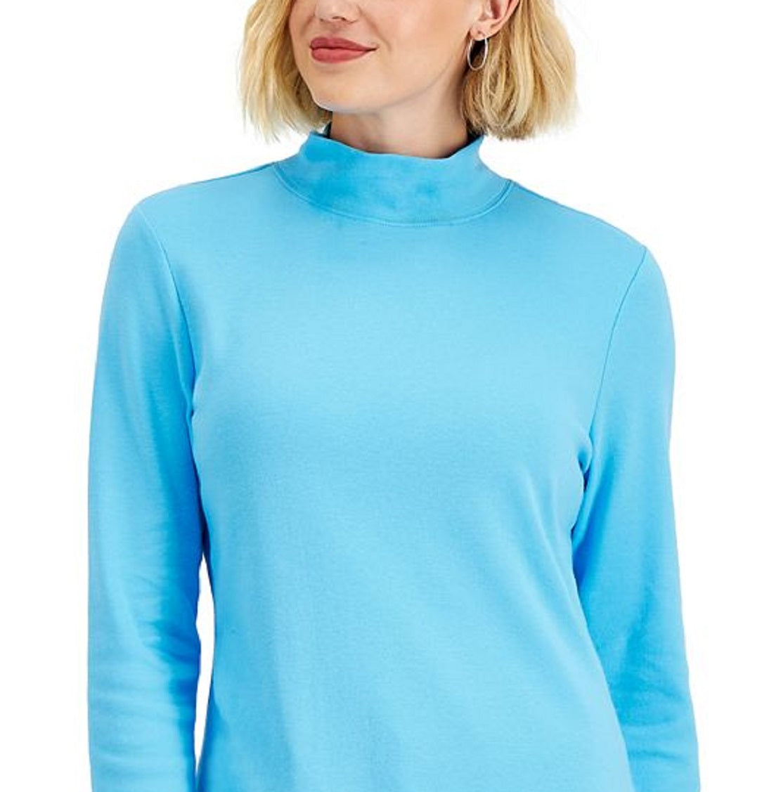 Karen Scott Women's Mock Neck Top Blue Size Medium