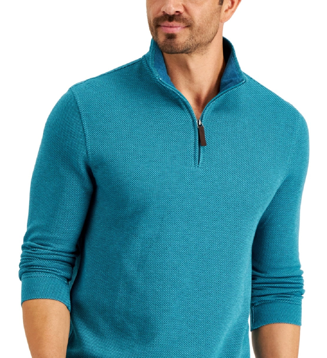 Club Room Mens Birdeye 1/4 Zip Office Pullover Sweater Blue Size Medium