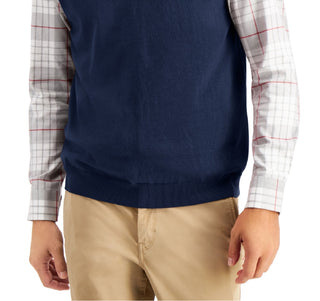 Club Room Men's Solid V Neck Sweater Vest Blue Size Large