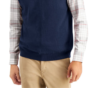 Club Room Men's Solid V Neck Sweater Vest Blue Size X-Large