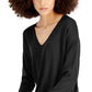 INC International Concepts Women's Solid V Neck Sweater Black Size Large