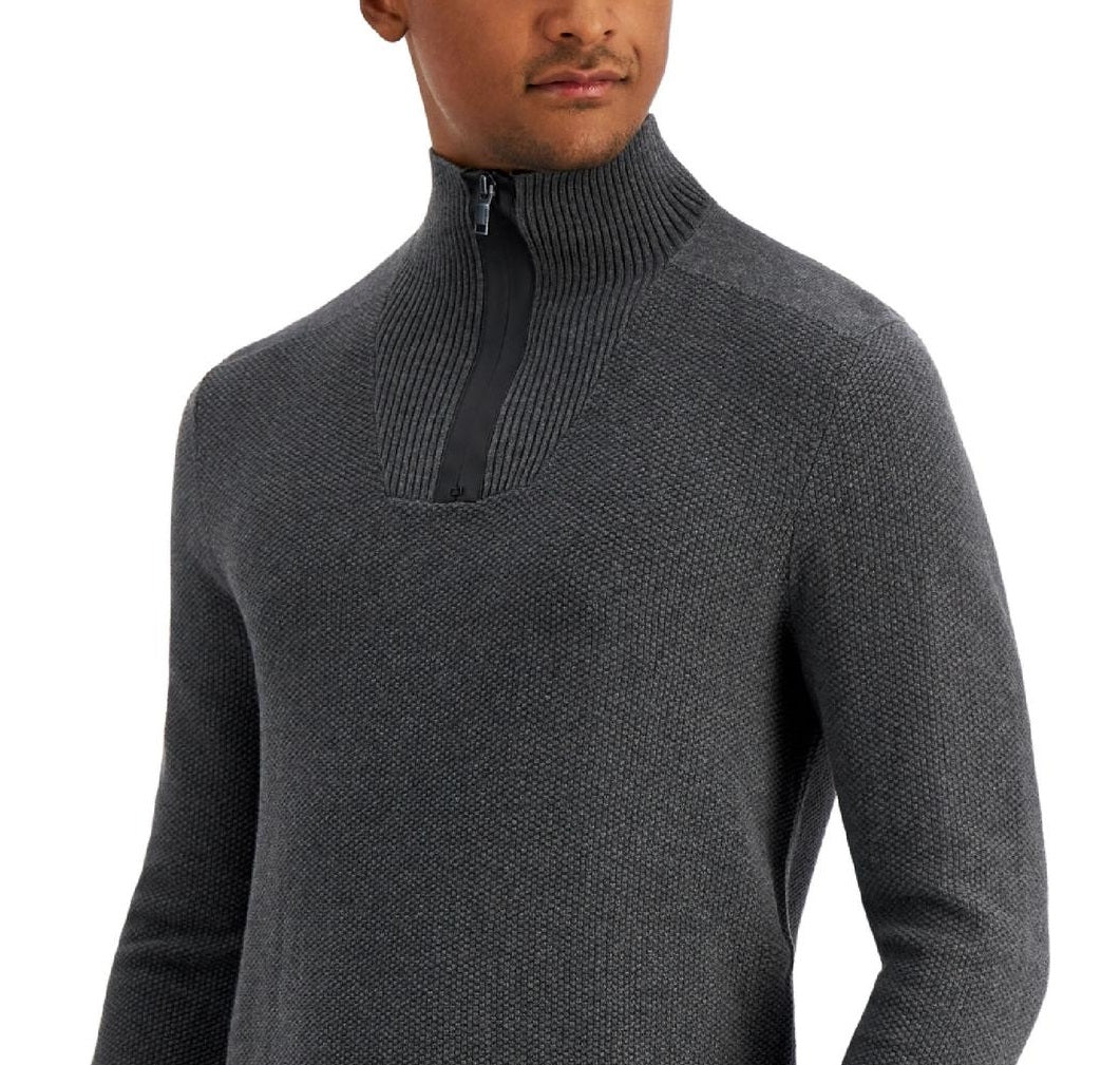 Alfani Men's Quarter Zip Sweater Gray Size Medium
