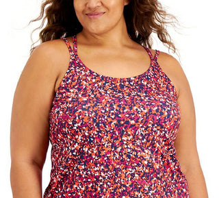 Ideology Women's Plus Printed Performance Tank Pink Size 2X