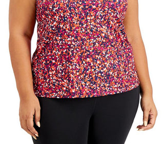 Ideology Women's Plus Printed Performance Tank Pink Size 2X