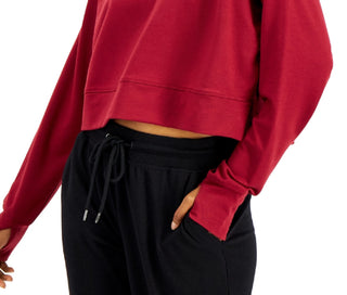 ID Ideology Women's Quarter Zip Crop Top Red Size X-Small