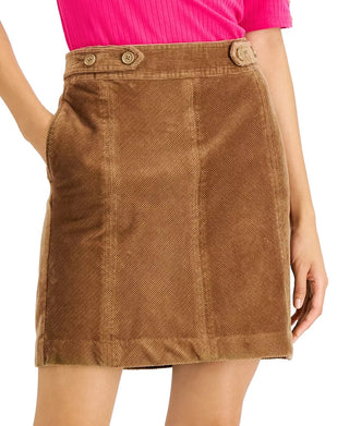 Charter Club Women's Tummy Control Corduroy Skirt Brown Size 18