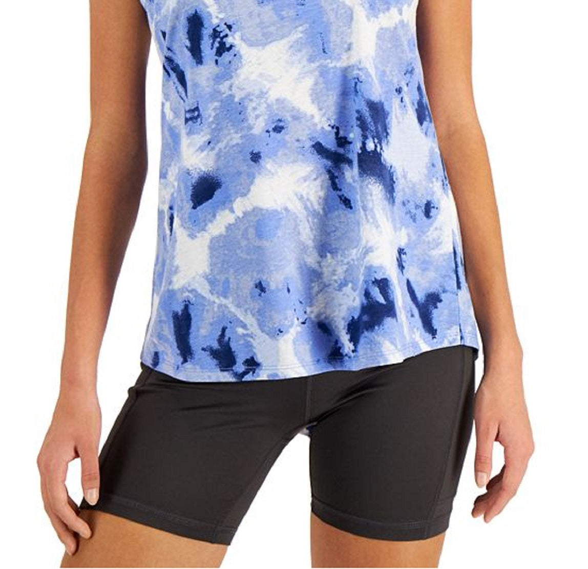 ID Ideology Women's Printed Tie Back Tank Top Blue Size Medium