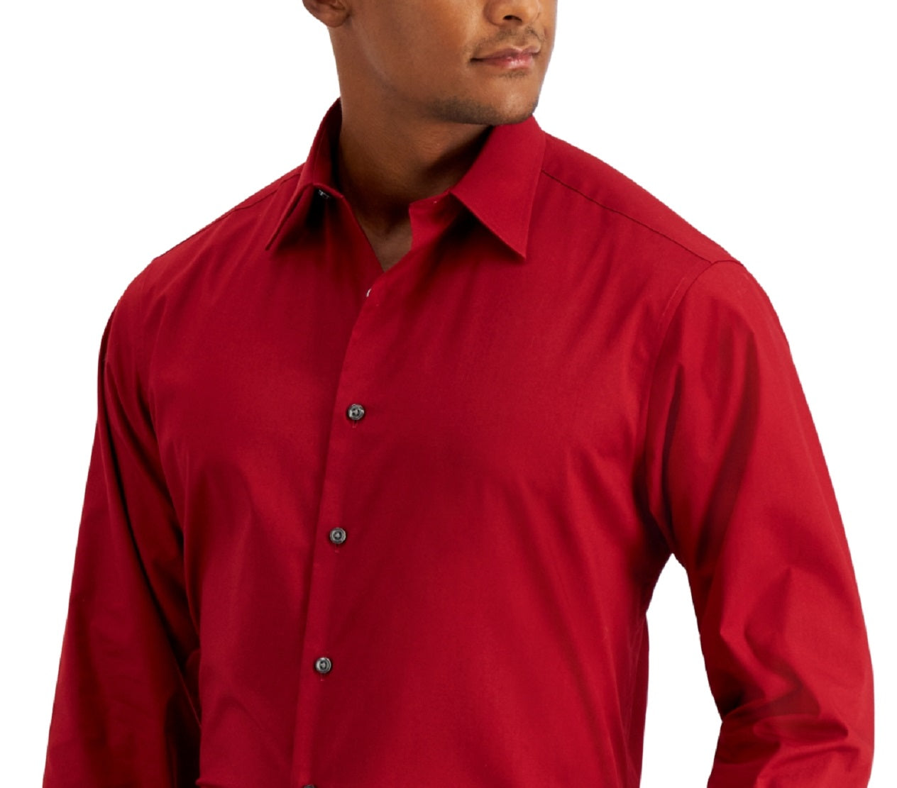 Club Room Men's Regular Fit Solid Dress Shirt Red Size Medium