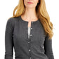 Charter Club Women's Button Cardigan Gray Size Medium