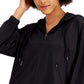 ID Ideology Women's Cropped Quarter Zip Hoodie Black Size XX-Large
