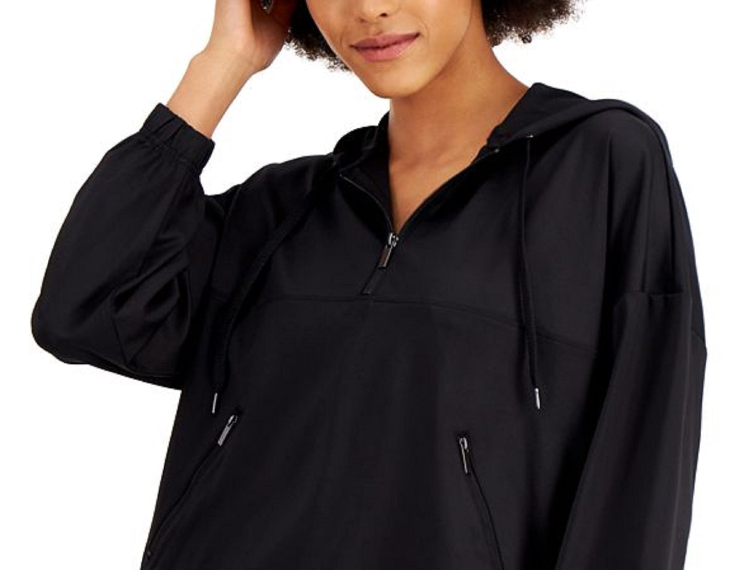 ID Ideology Women's Cropped Quarter Zip Hoodie Black Size XX-Large