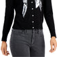 Charter Club Women's Sequined Bow Button Cardigan Black Size Medium