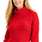 Charter Club Women's Mixed Knit Cowlneck Sweater Red Size Small