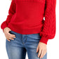 Charter Club Women's Mixed Knit Cowlneck Sweater Red Size Small