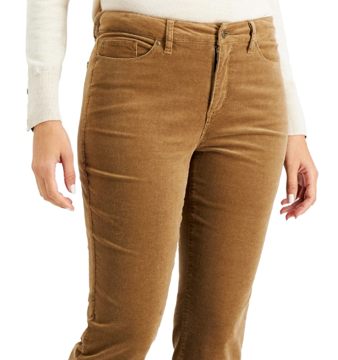 Charter Club Women's Lexington Tummy Control Corduroy Jeans Brown Size 14