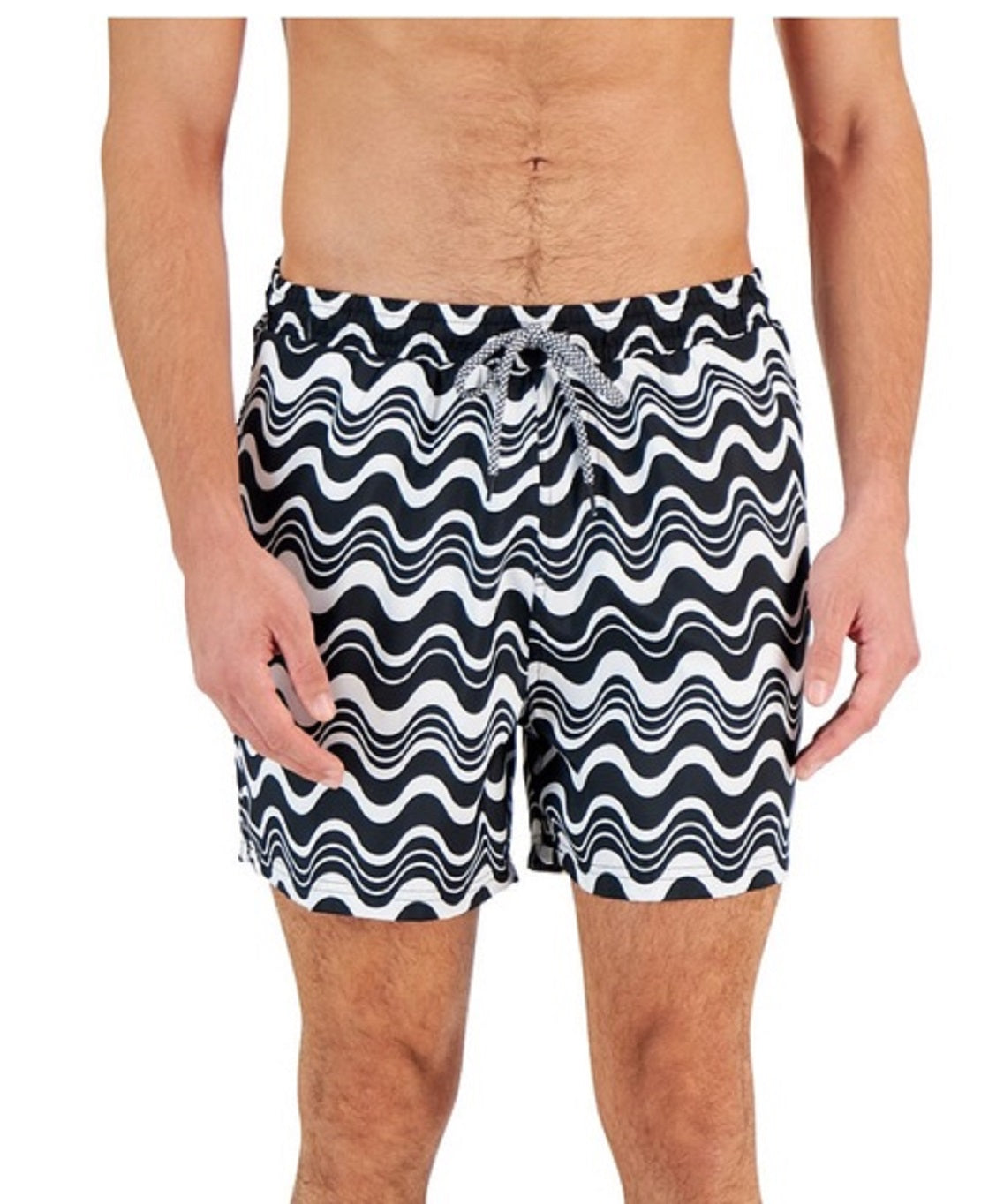 INC International Concepts Men's Wave Print Swim Shorts Black Size XX-Large