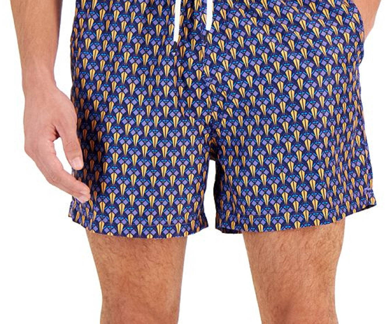 INC International Concepts Men's Bicho Geometric Print Swim Shorts Blue Size Medium