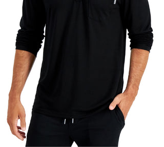 Alfani Men's Quarter Zip Henley Shirt Black Size X-Large