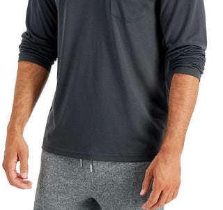 Alfani Men's Quarter Zip Henley Shirt Gray Size Large