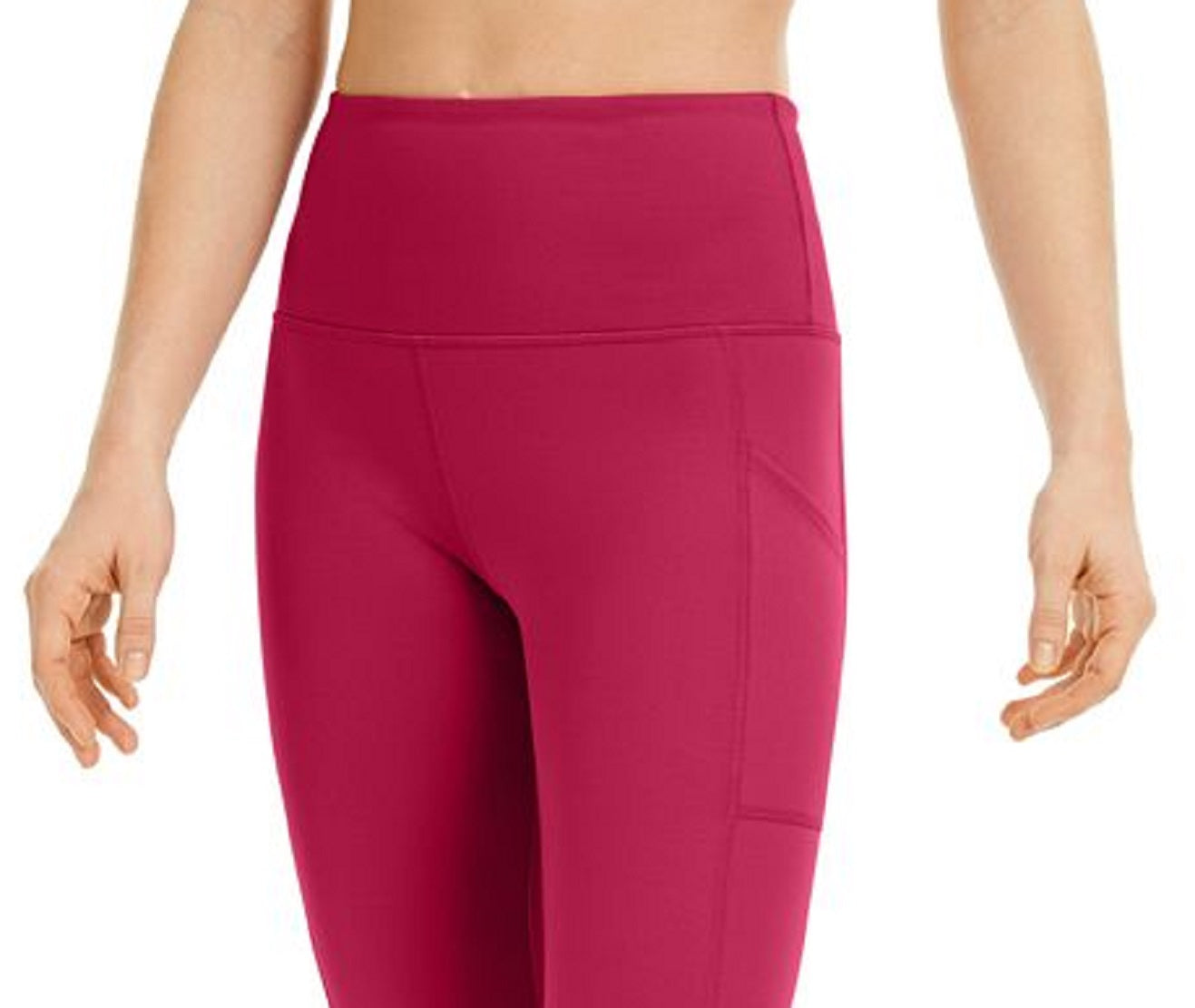 ID Ideology Women's Compression High Rise Side Pocket Cropped Leggings Pink Size Medium