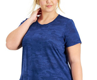 ID Ideology Women's Camo Print Jacquard Moisture Wicking T-Shirt Blue Size 4X