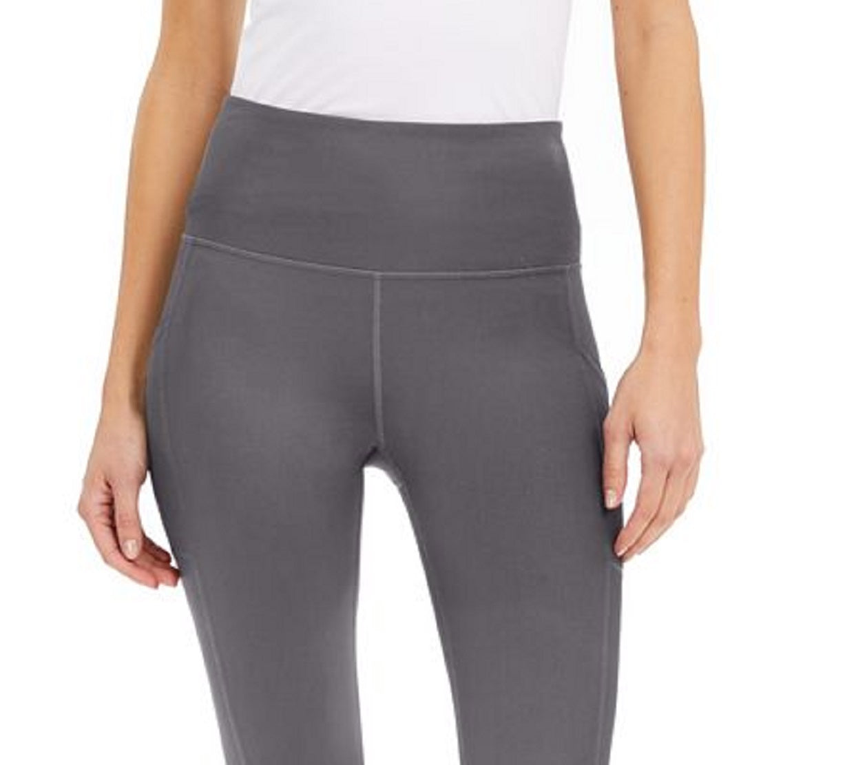 Id Ideology Women's Compression High Rise Side Pocket Cropped Leggings Purple Size Large