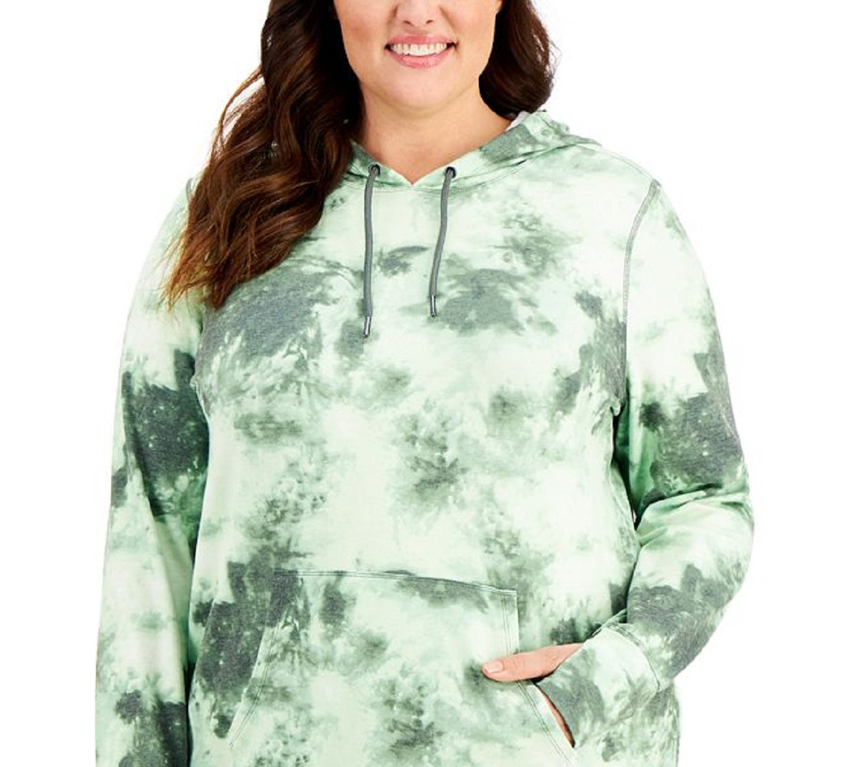 ID Ideology Women's Tie Dyed Hooded Sweatshirt Green Size 3X