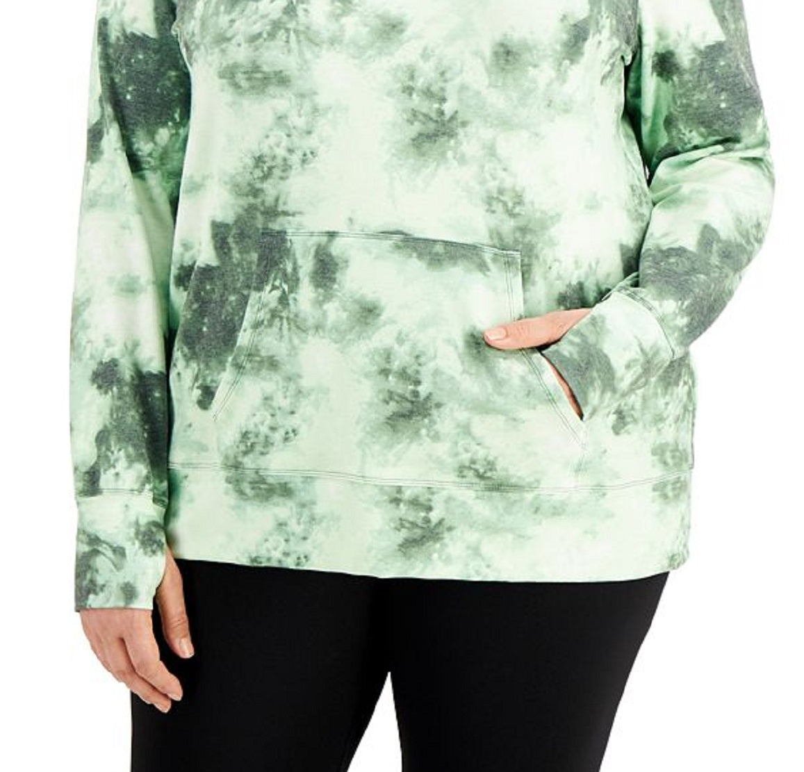 ID Ideology Women's Tie Dyed Hooded Sweatshirt Green Size 3X