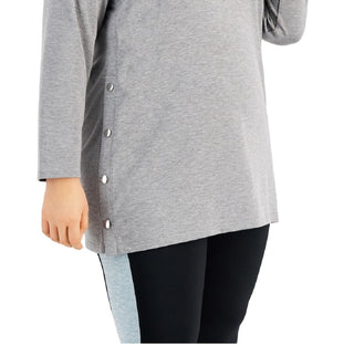 ID Ideology Women's Side Snap Tunic Top Gray Size 2X