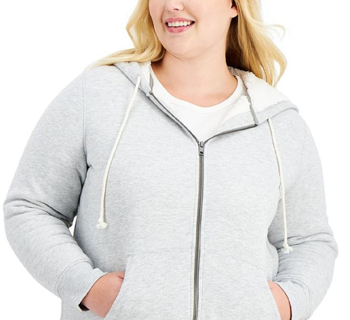 Style & Co Women's Sherpa Lined Hoodie Gray Size 2X