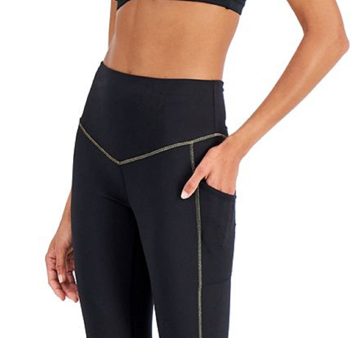 ID Ideology Women's Contrast Trim 7/8 Leggings Black Size X-Large