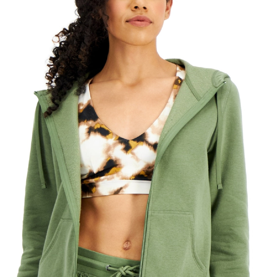 ID Ideology Women's Zip Front Fleece Hoodie Green