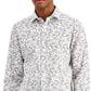 Bar III Men's Slim Fit Performance Stretch Printed Dress Shirt White Size Small
