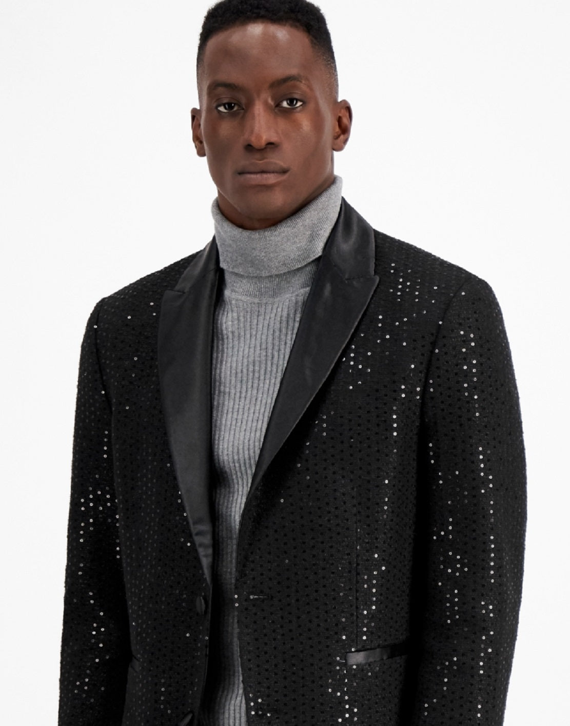 INC International Concepts Men's Slim Fit Sequin Sport Coat Black Size Large