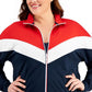 ID Ideology Women's Olympics Colorblock Zip Front Jacket Blue Size 1X
