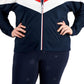 ID Ideology Women's Olympics Colorblock Zip Front Jacket Blue Size 1X