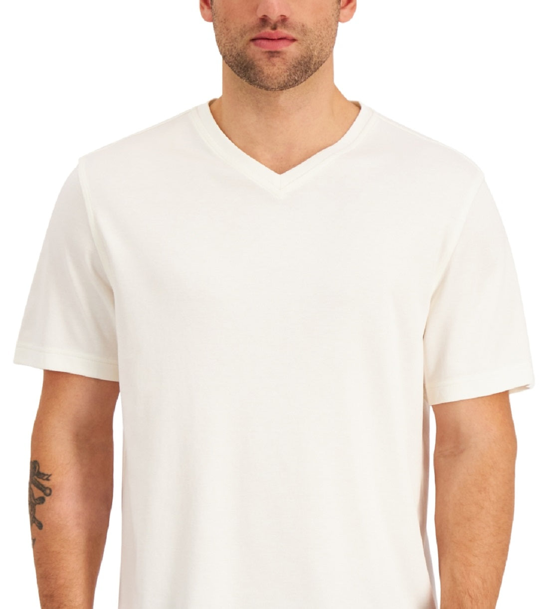 Alfani Men's Relaxed Fit Supima Blend V Neck T-Shirt White Size Small
