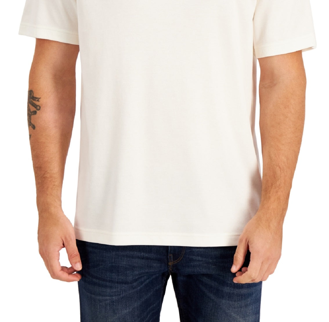 Alfani Men's Relaxed Fit Supima Blend V Neck T-Shirt White Size Small