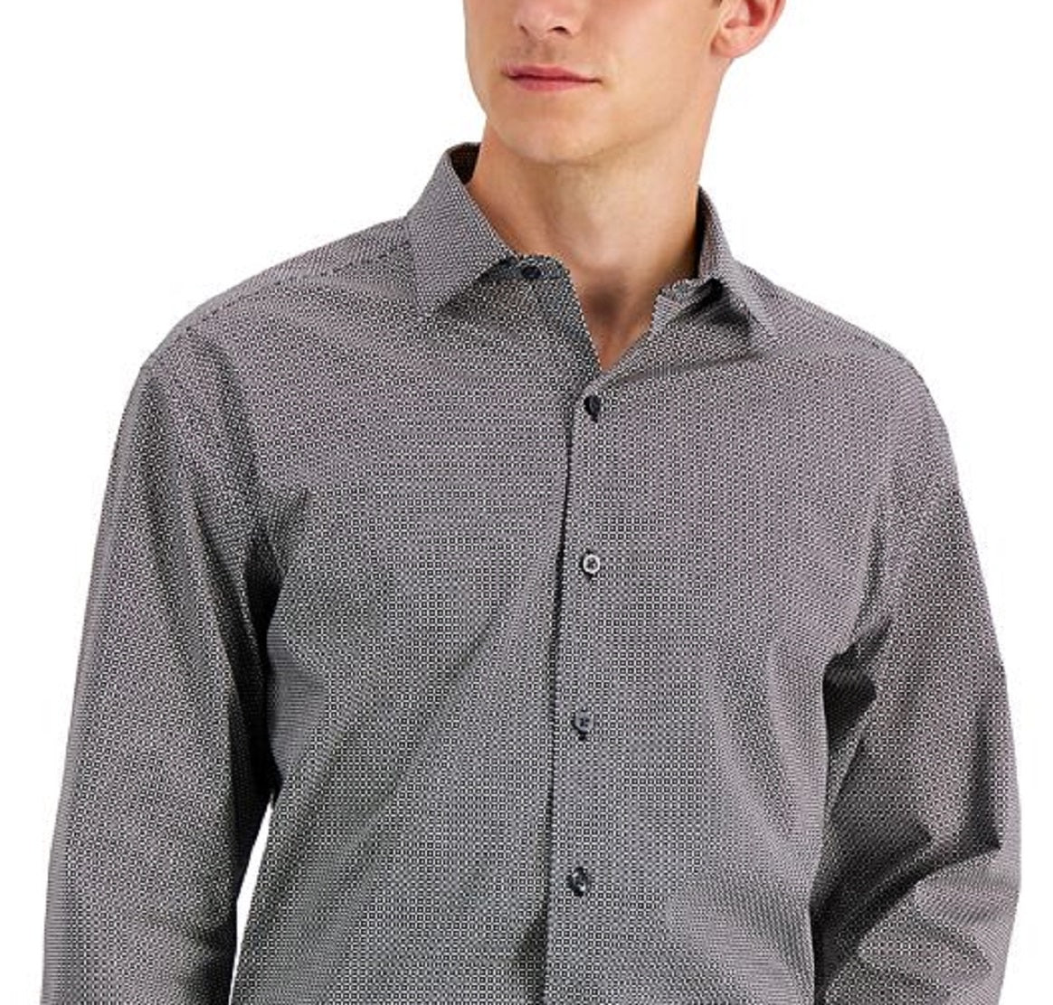 Alfani Men's Regular Fit 2 Way Stretch Dress Shirt Black Size 18X34X35