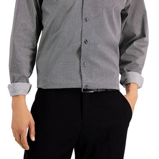 Alfani Men's Regular Fit 2 Way Stretch Dress Shirt Black Size 18X34X35