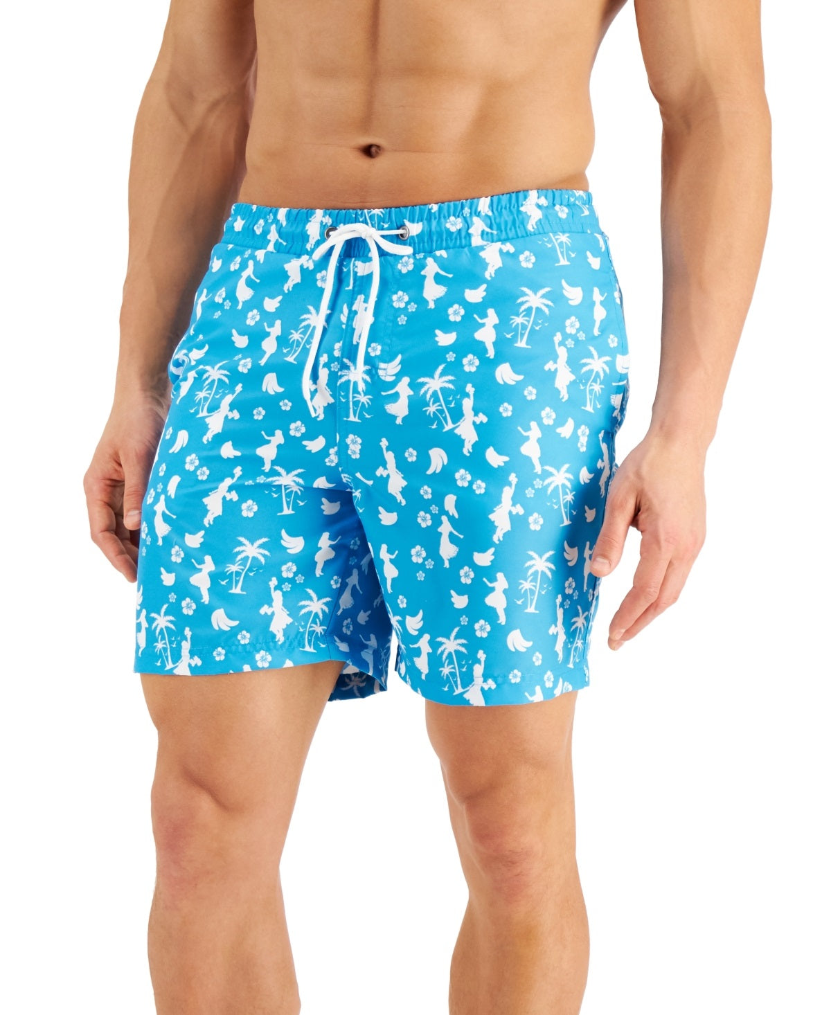 Club Room Men's Mahalo Hula 7 Swim Trunks Blue Size XX-Large