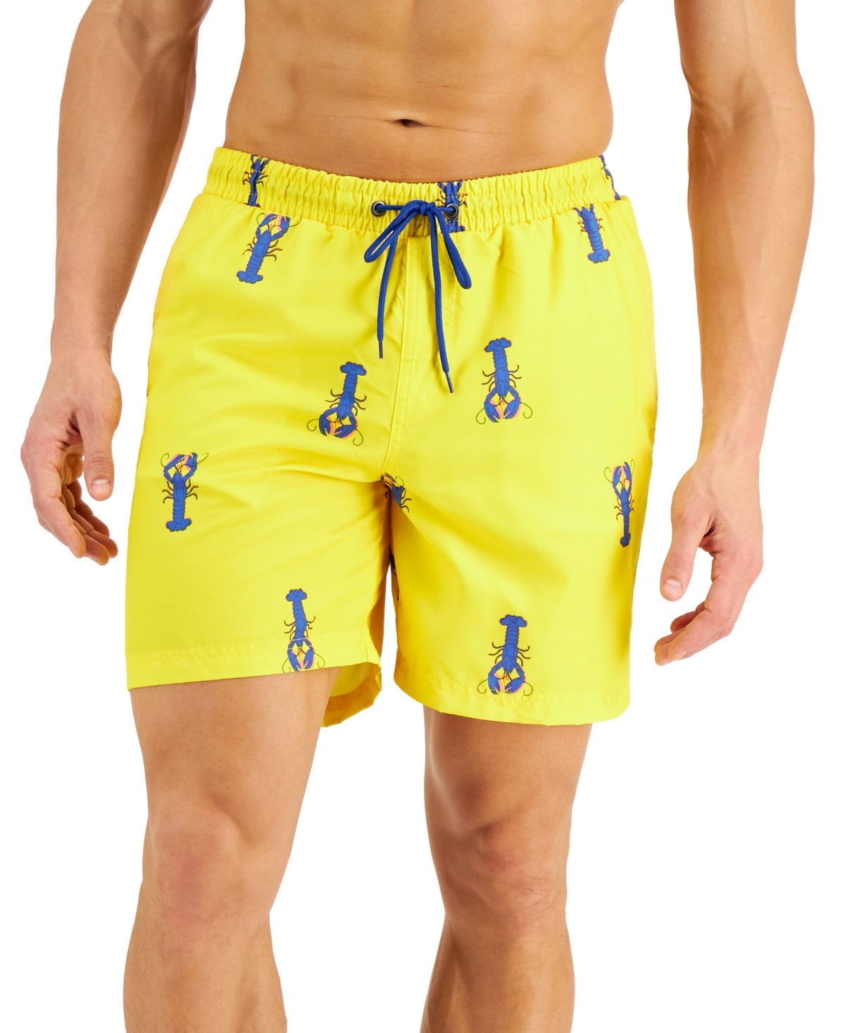 Club Room Men's Lobster 7 Swim Trunks Yellow Size Small